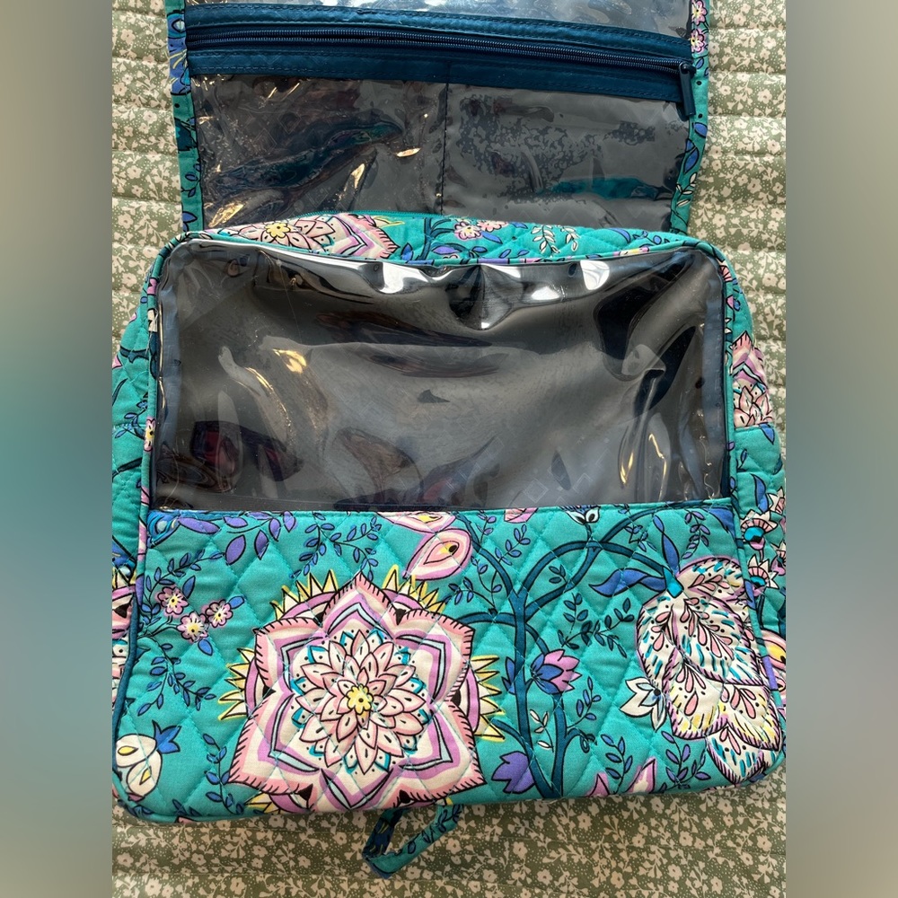 Vera Bradley Teal Floral Quilted Cosmetic Bag View 4